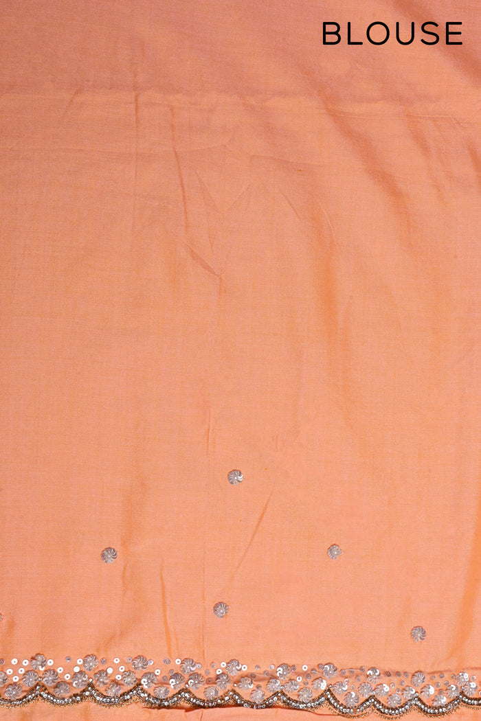 Soft Orange Embroidered Silk Saree