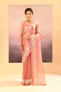 Soft Peach Tissue Embroidered Saree