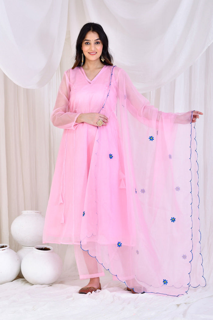 Soft Pink Organza Kurta Set