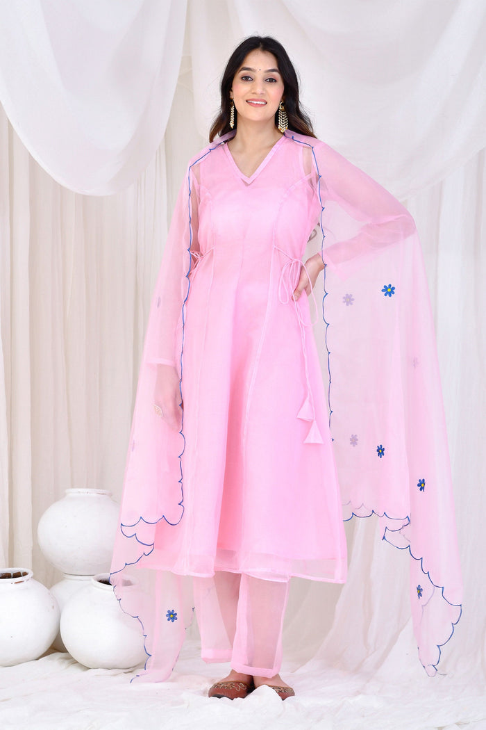 Soft Pink Organza Kurta Set