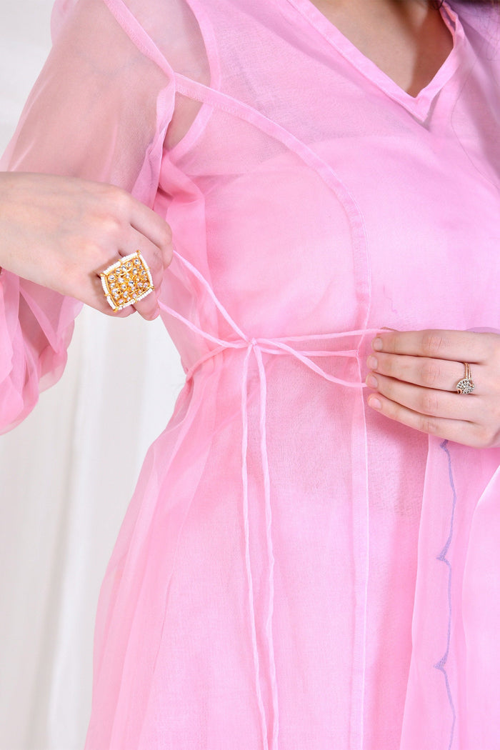 Soft Pink Organza Kurta Set