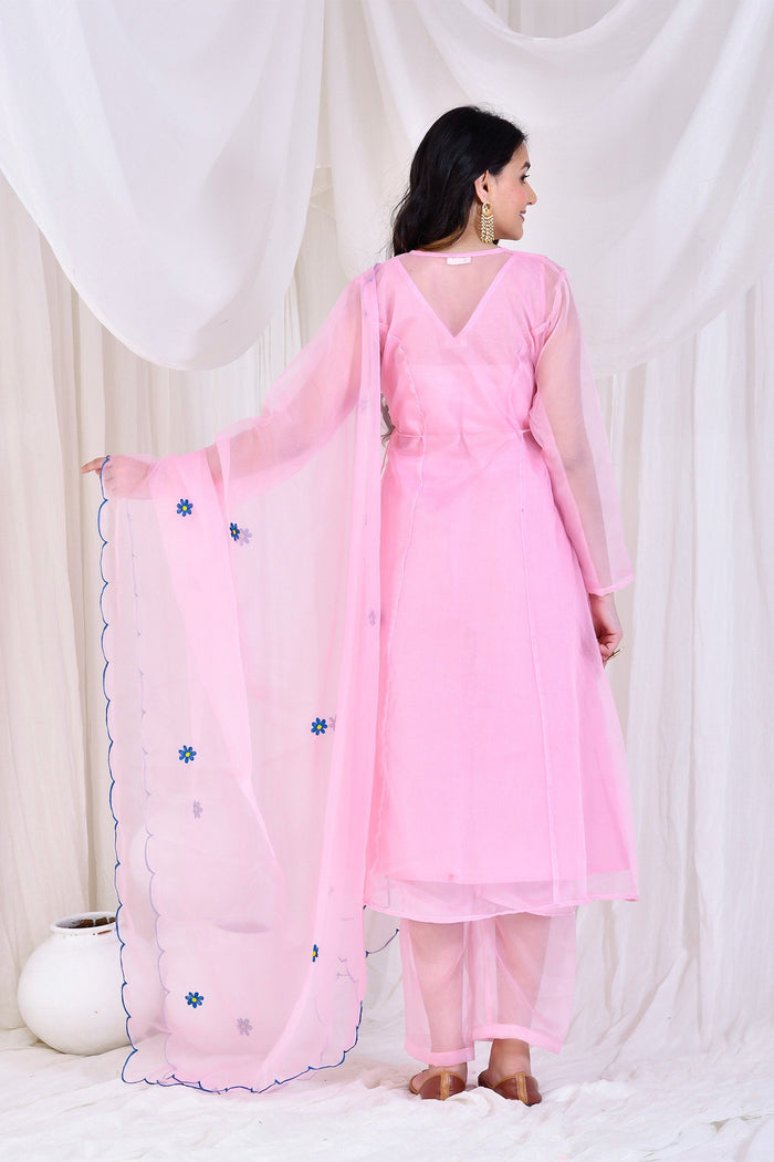 Soft Pink Organza Kurta Set