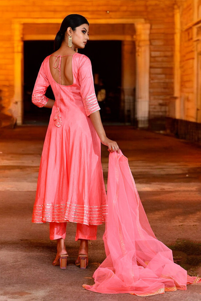<img> Soft Pink Uppada Silk Anarkali Set