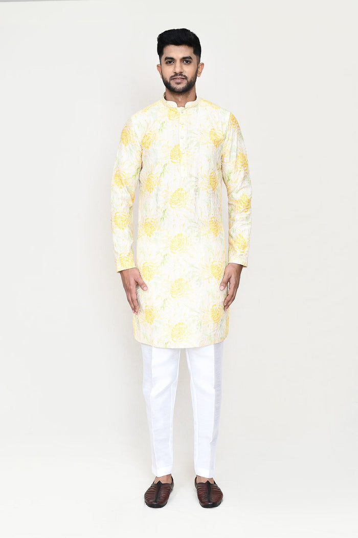 Soft Yellow Rayon Kurta Set With Digital Print