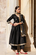 Solid Black Dupion Silk Kurta Set