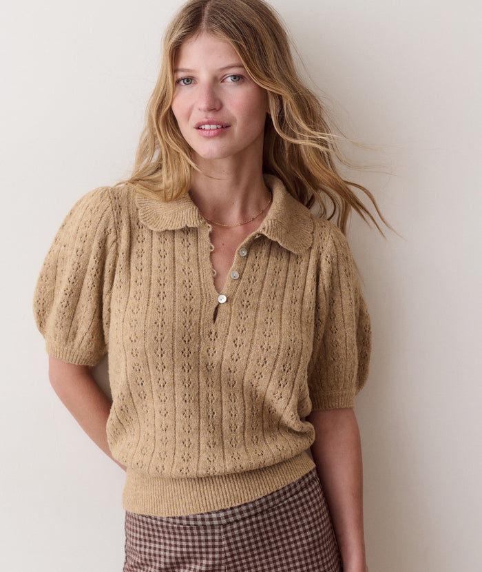 Sophie Pointelle Polo - Taupe