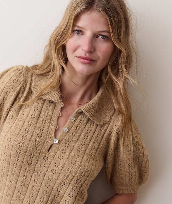 Sophie Pointelle Polo - Taupe
