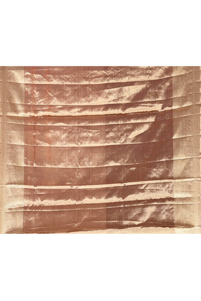 Sophisticated Metallic Mauve-Brown Kanjivaram Silk Saree With Circular Butti Motifs