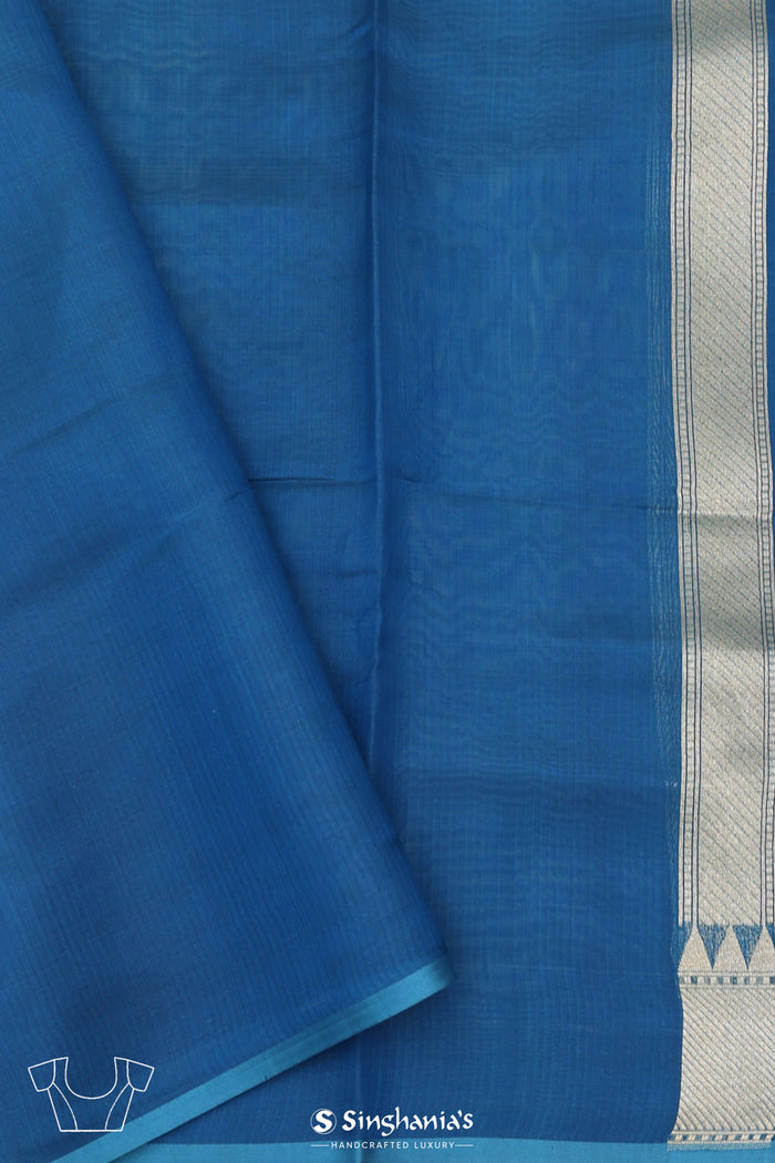 <img> Spanish Blue Chiniya Banarasi Silk Saree