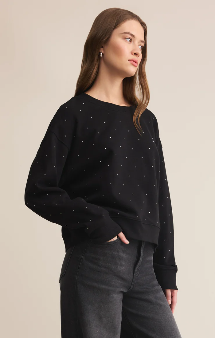 Sparkle Embellished Black Sweatshirt