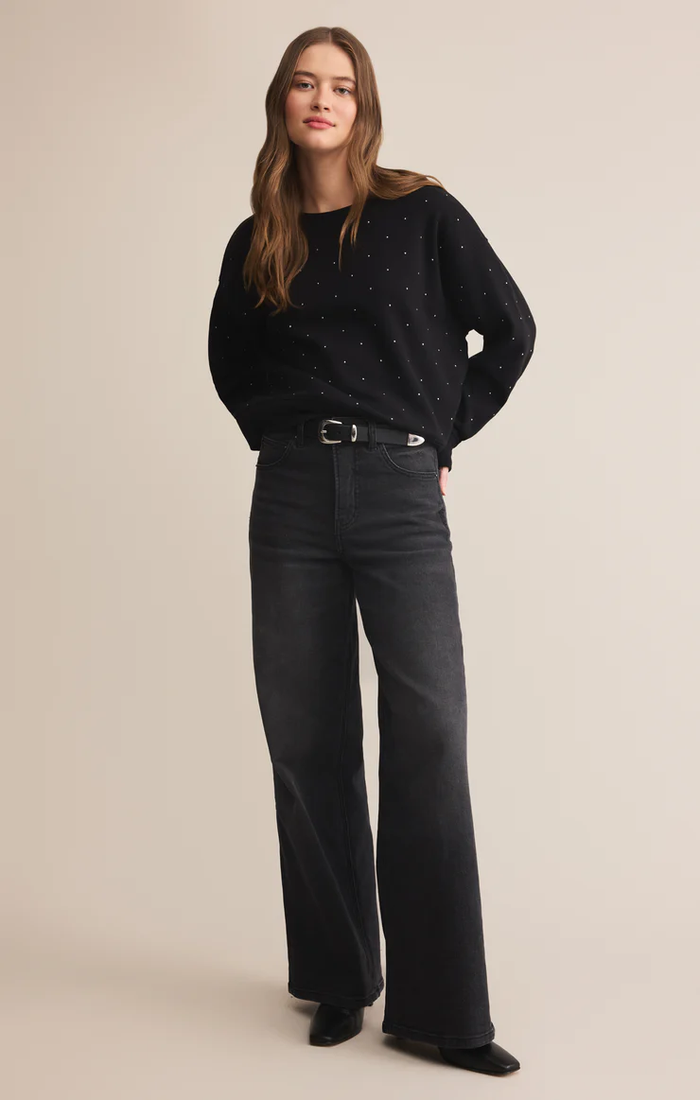 Sparkle Embellished Black Sweatshirt