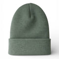 Green beanie on a white background
