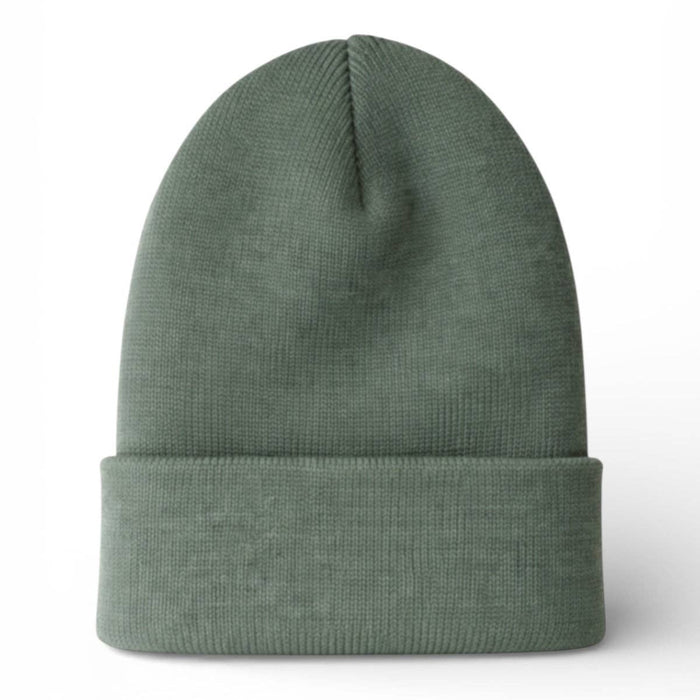 Green beanie on a white background