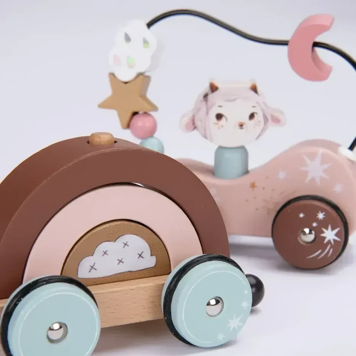 Speedy Monkey (Moulin Roty) - Wooden Pull Along Activity Train-Interactive-Posh Baby