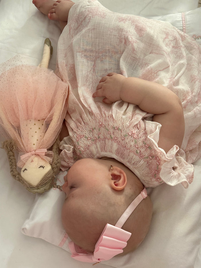 Stephanie Toile de Jouy Pink Handsmocked Dress