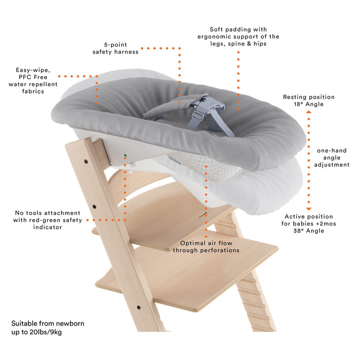 Stokke - Tripp Trapp Newborn Set Lounger - Grey-High Chair Accessories-Posh Baby