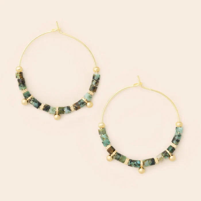 Stone Disc Hoop- African Turquoise - Madison's Niche