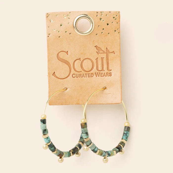 Stone Disc Hoop- African Turquoise - Madison's Niche