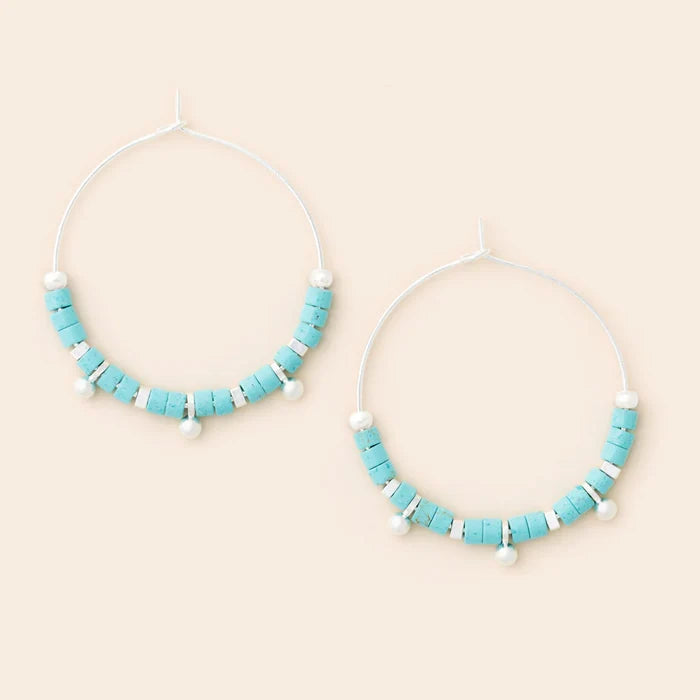 Stone Disc Hoop- Turquoise - Madison's Niche