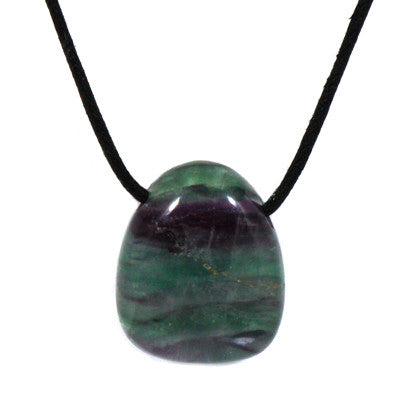 Stone: Fluorite Tumbled and Hole Drilled. Wax Cord Included