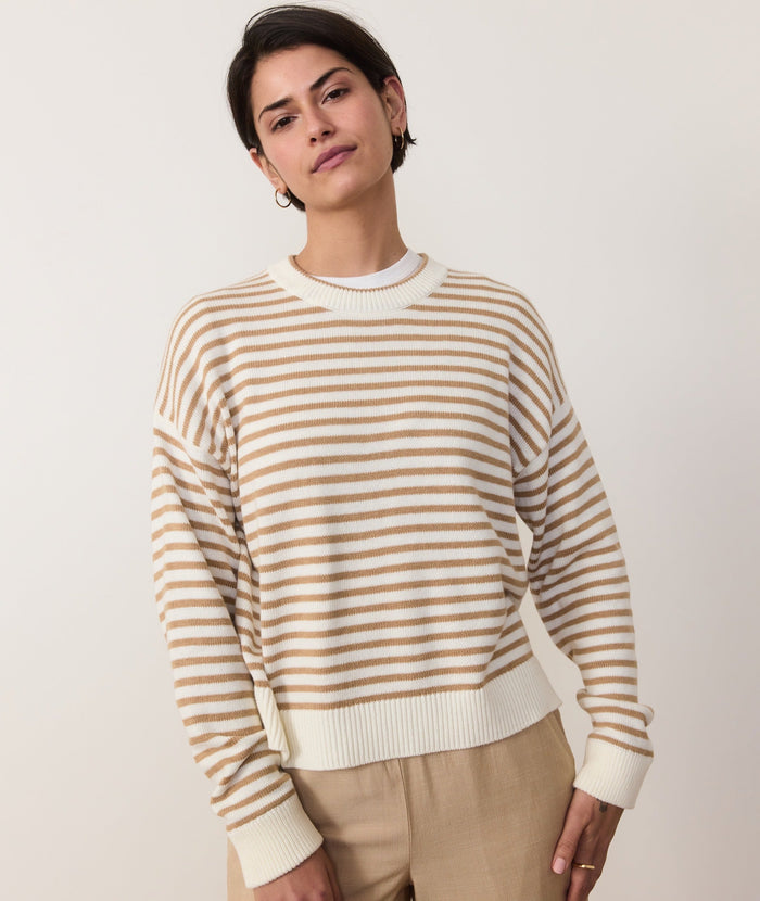Suki Crewneck Sweater - Oatmeal Stripe
