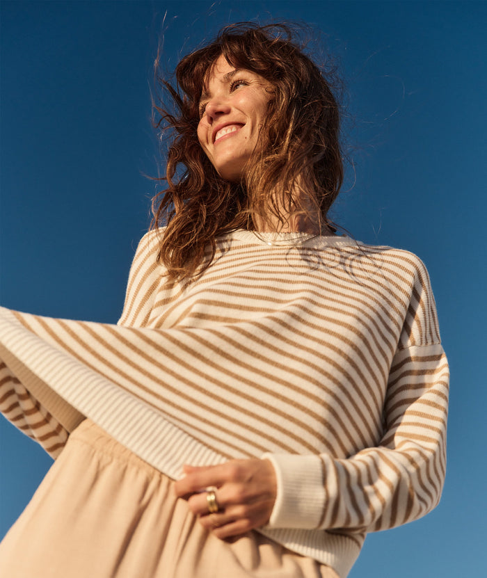 Suki Crewneck Sweater - Oatmeal Stripe