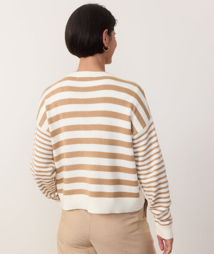 Suki Crewneck Sweater - Oatmeal Stripe
