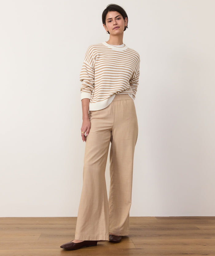 Suki Crewneck Sweater - Oatmeal Stripe