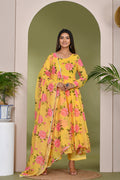 <img> Summer Daffodil Yellow Muslin Anarkali Set
