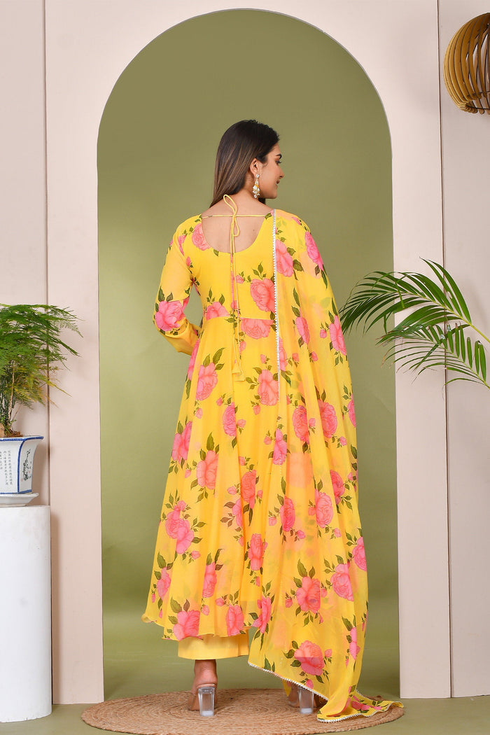 <img> Summer Daffodil Yellow Muslin Anarkali Set