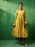 Sunflower Yellow Floral Printed Crepe Anarkali Set