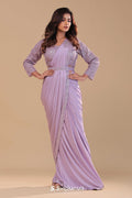 Sunset Purple Lycra Drape Saree