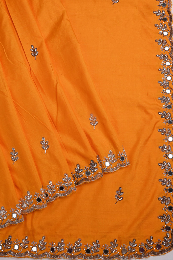 Sunset Yellow Embroidered Silk Saree