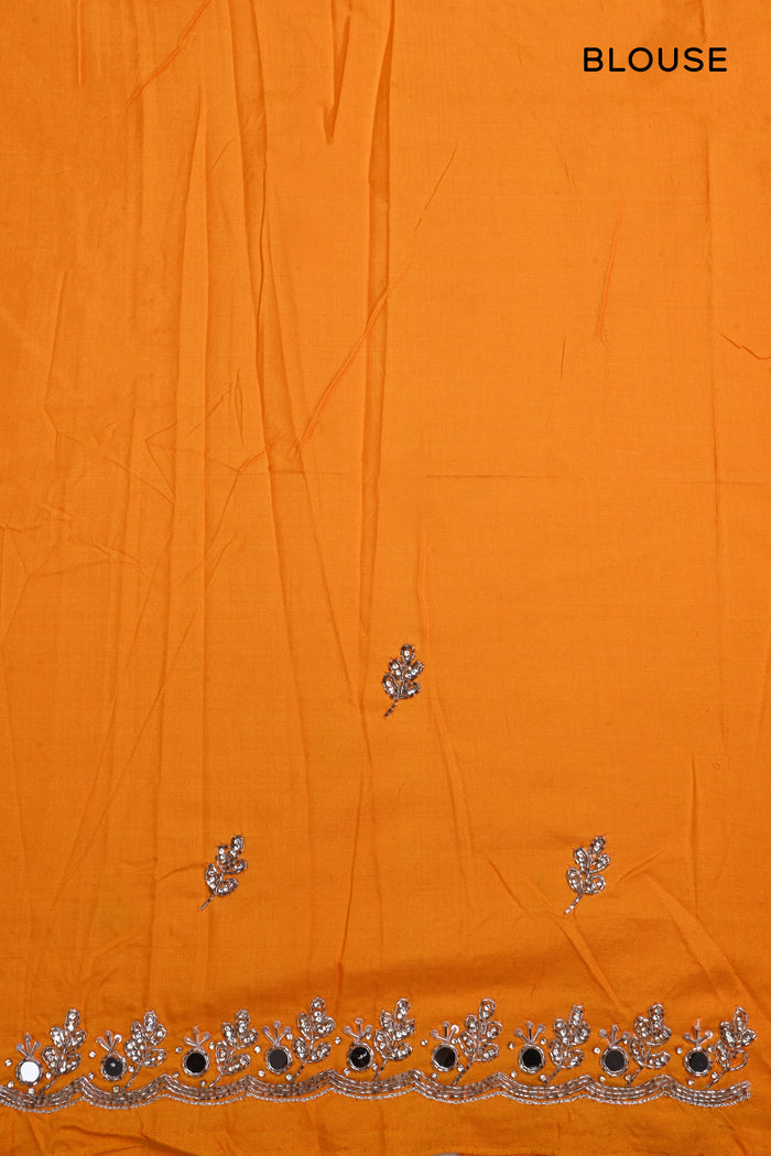 Sunset Yellow Embroidered Silk Saree