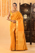 Sunset Yellow With Gold Zari Butti Kanjivaram Silk Saree