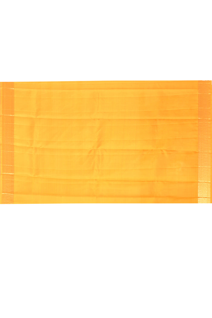 Sunset Yellow With Gold Zari Butti Kanjivaram Silk Saree