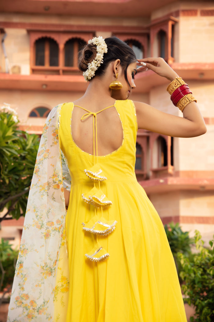Sunshine Yellow Floral Anarkali Set