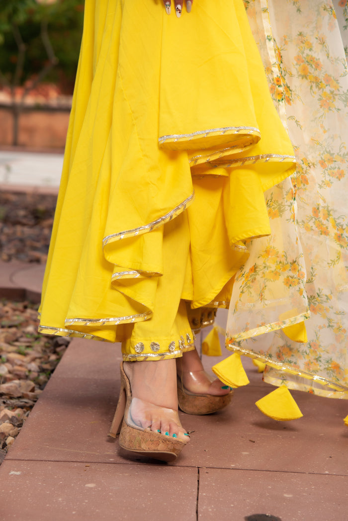 Sunshine Yellow Floral Anarkali Set