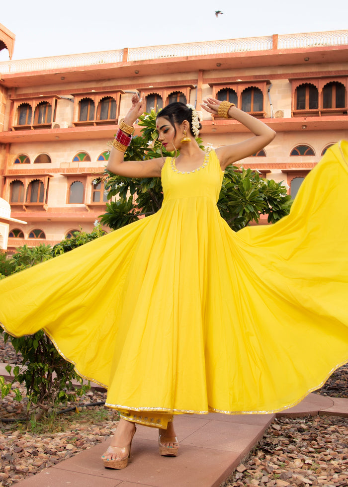 Sunshine Yellow Floral Anarkali Set