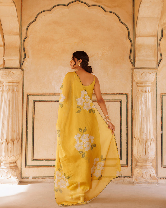 Sunshine Yellow Floral Print Cotton Cami Set