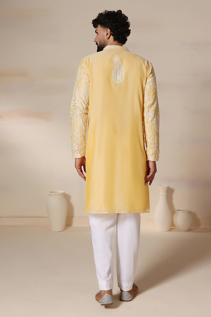 Sunshine Yellow Paisley Aari Kurta