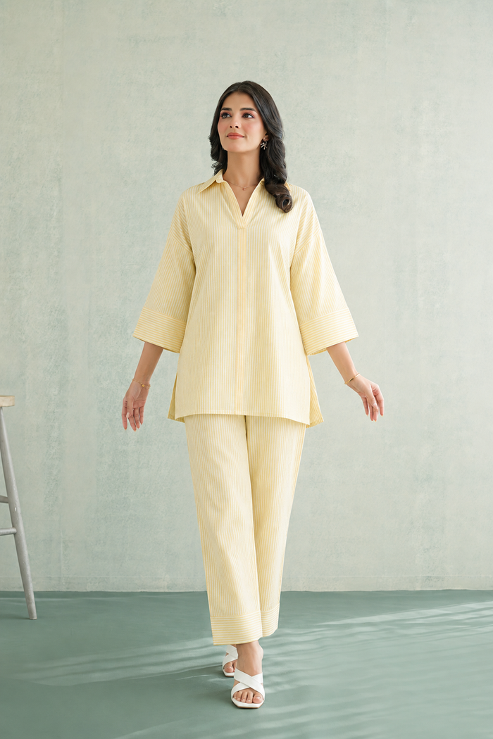 Sunshine Yellow Stripe Co-Ord Set