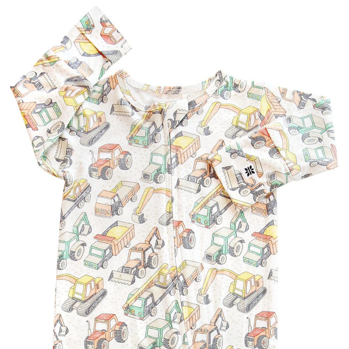 Sweet Bamboo - Convertible Two Way Zipper Romper - Busy Building-Footies + Rompers (Basic)-Newborn-Posh Baby