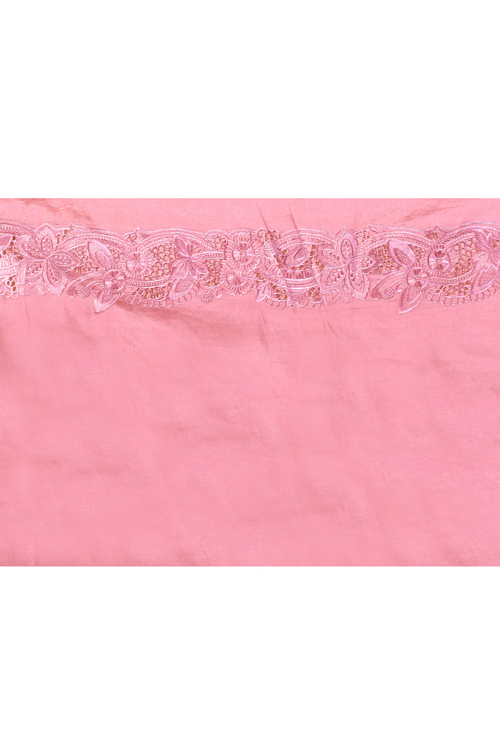 Sweet Pink Embroidered Satin Silk Saree