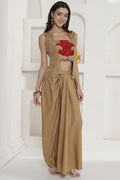 Tan Brown Shimmer Chinnon Skirt Set