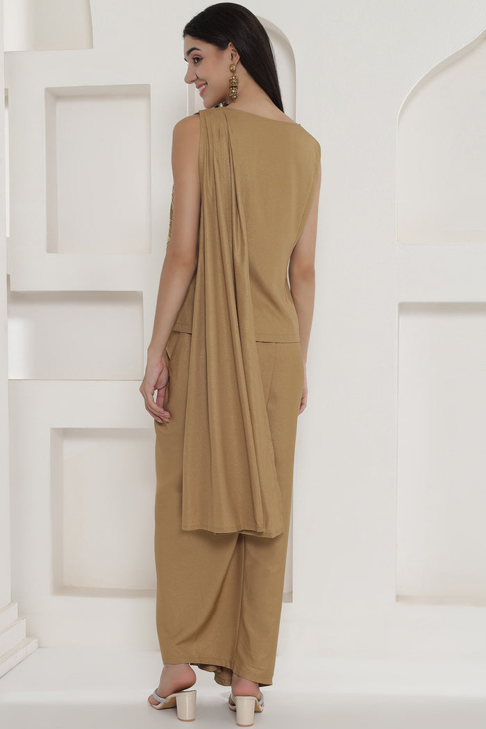 Tan Brown Shimmer Chinnon Skirt Set