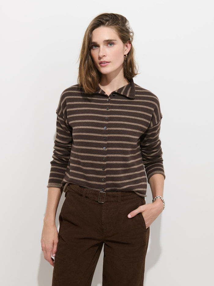Taylor Cardigan in Cotton Cashmere - Chocolate/Truffle