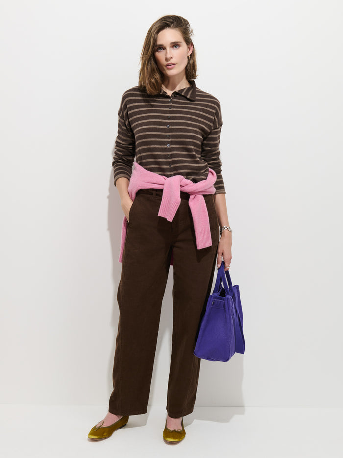 Taylor Cardigan in Cotton Cashmere - Chocolate/Truffle