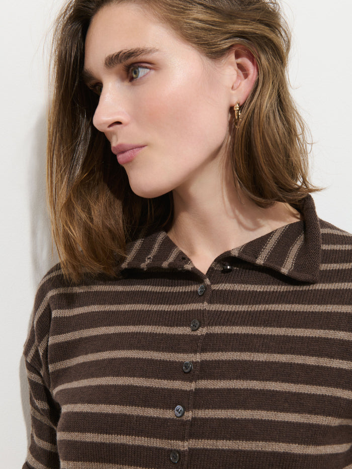 Taylor Cardigan in Cotton Cashmere - Chocolate/Truffle
