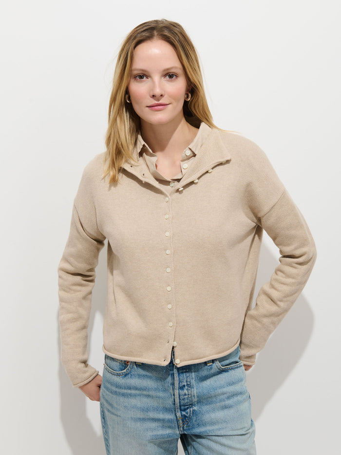 Taylor Cardigan in Cotton Cashmere - Vellum